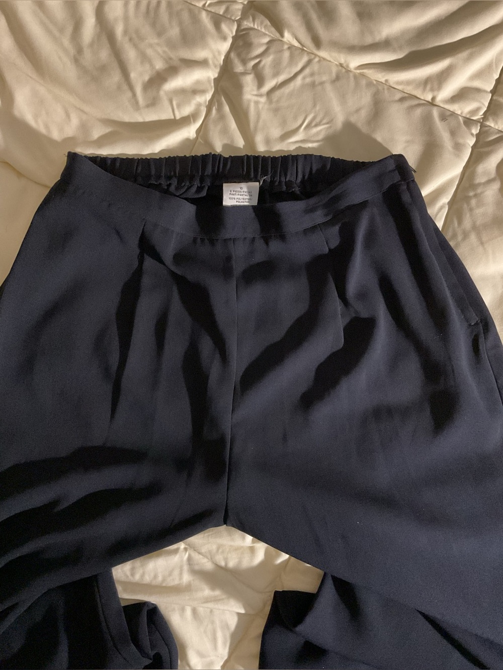 Womens Navy Relaxed Fit Trousers/ Dress Pants/ Office Attire/ Formal Pants - Picture 2 of 4